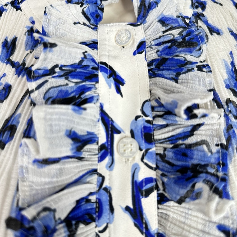 Tory Burch White Dress with Blue Floral Print - Picture 6 of 13